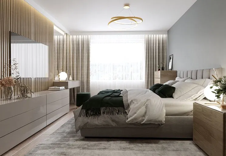 Slim Line backlit wall slats bedroom feature wall