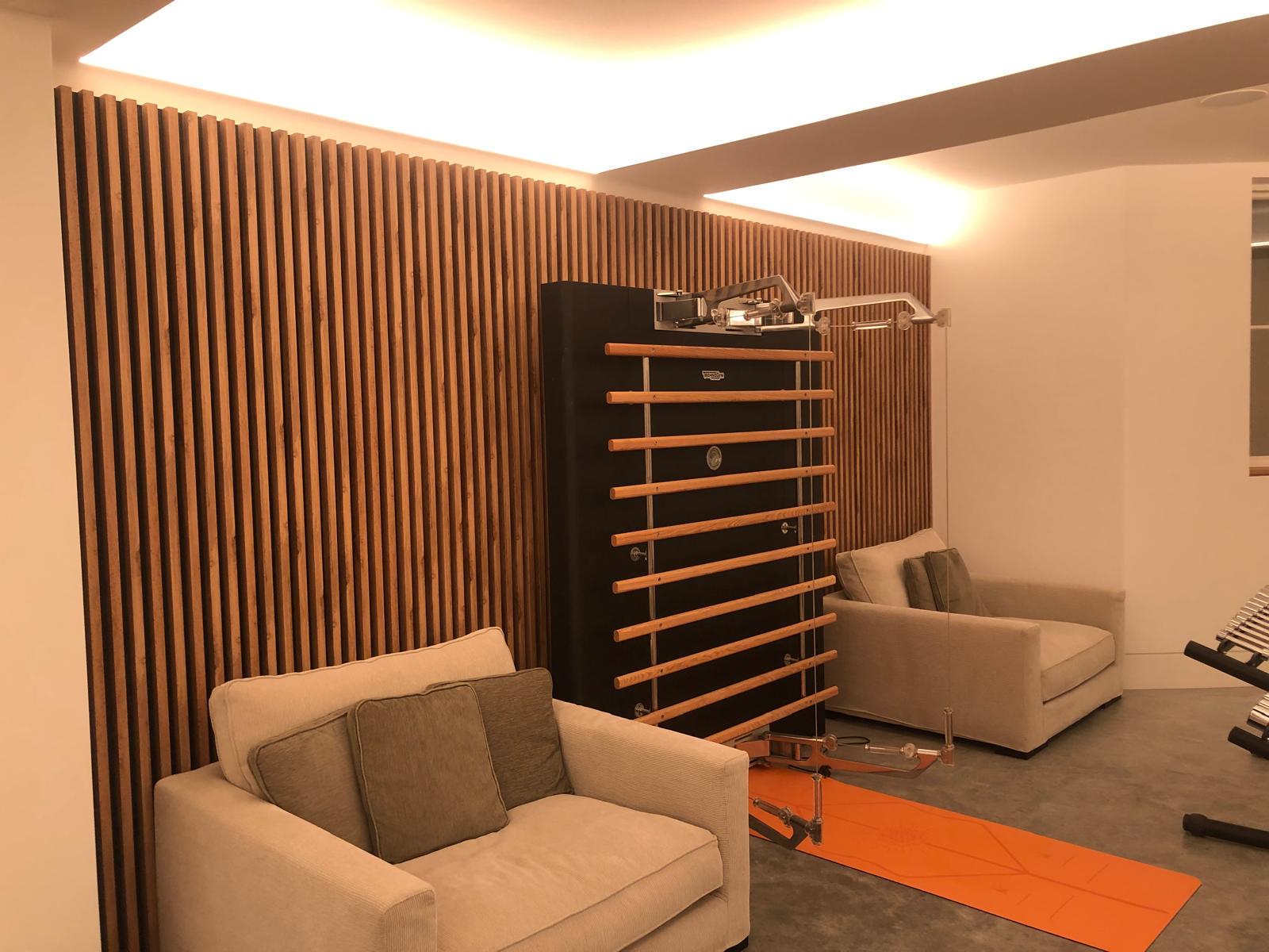 Premium 3D veneer wall slats — high-end residential installation London